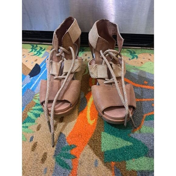 Sorel Womens Joanie II Lace Up Sage Wedge Gladiator Sandals Size 10 Cognac - Picture 2 of 7